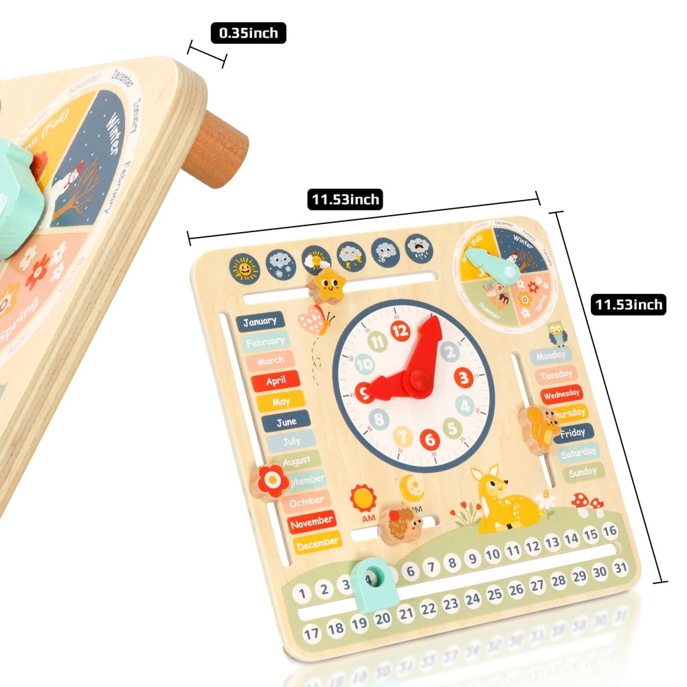 Wooden Calendar & Clock Activity Board