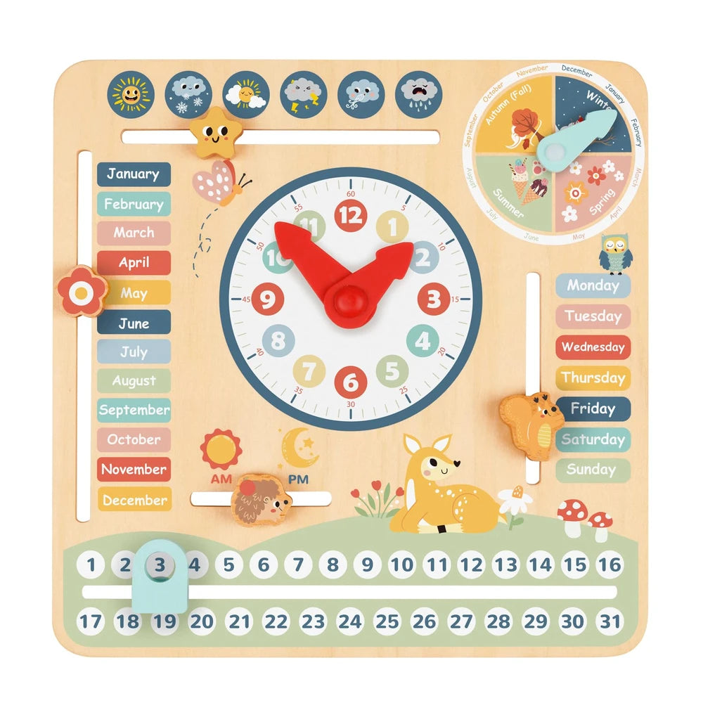Wooden Calendar & Clock Activity Board