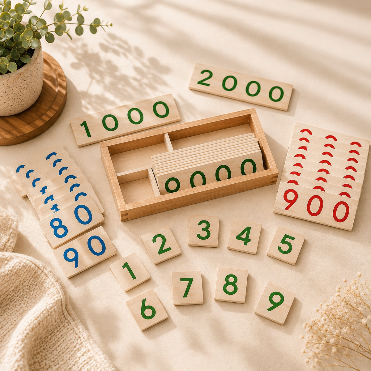 Wooden Montessori Number Cards